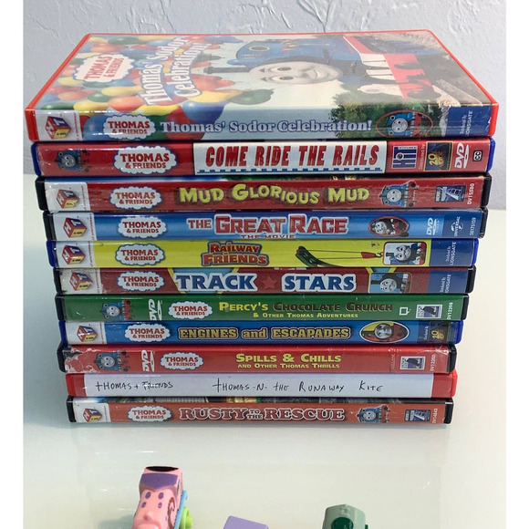 Thomas & Friends 11 DVD bundle with 8 trains toys EUC - Picture 2 of 8